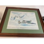 A framed and signed RAF WWII picture. Approx 65x55