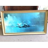 Framed watercolour print of a spitfire by Barrie A