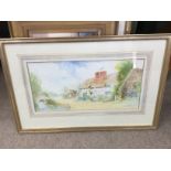 A framed watercolour by Dudley Hughes, faded view