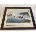 A framed RAF signed red arrow picture. Approx 45x5