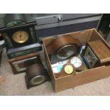 A box of vintage mantle clocks. Shipping category