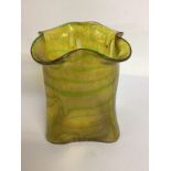 A Loetz iridescent yellow and green vase with shap