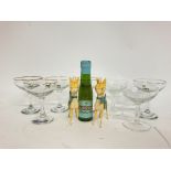 Babycham glasses, figures (leg damaged) and a bott