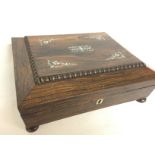 Rosewood work box with mother of Pearl inlays dime