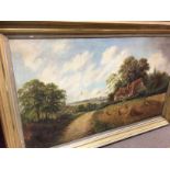 A pair of large gilt framed Victorian oils on canv