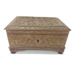 A carved sandalwood trinket box. 20 x 15 x 11cm Po