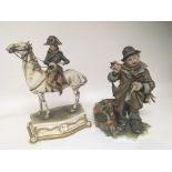 Two Capi de Monti figures Napoleon on horse back a