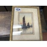 A pair of small, framed studies of barges signed w