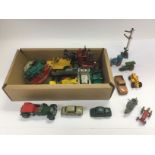 A collection of playworn die cast vehicles includi