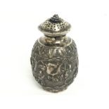 A Chinese silver pot , with marks to the base. App