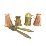 Vintage miniature copper and brass churns, brass n