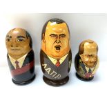 3 Russian dolls based on Russian political figures