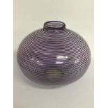 A Art glass vases with purple lines 18 cm .