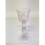 An 18th Century English drinking glass the bowl wh