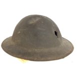 WW1 helmet with shrapnel damage to front , previou
