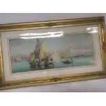 A gilt framed watercolour study of Venice with tra