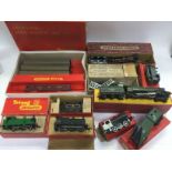 A box containing various Tri-ang railways locos an