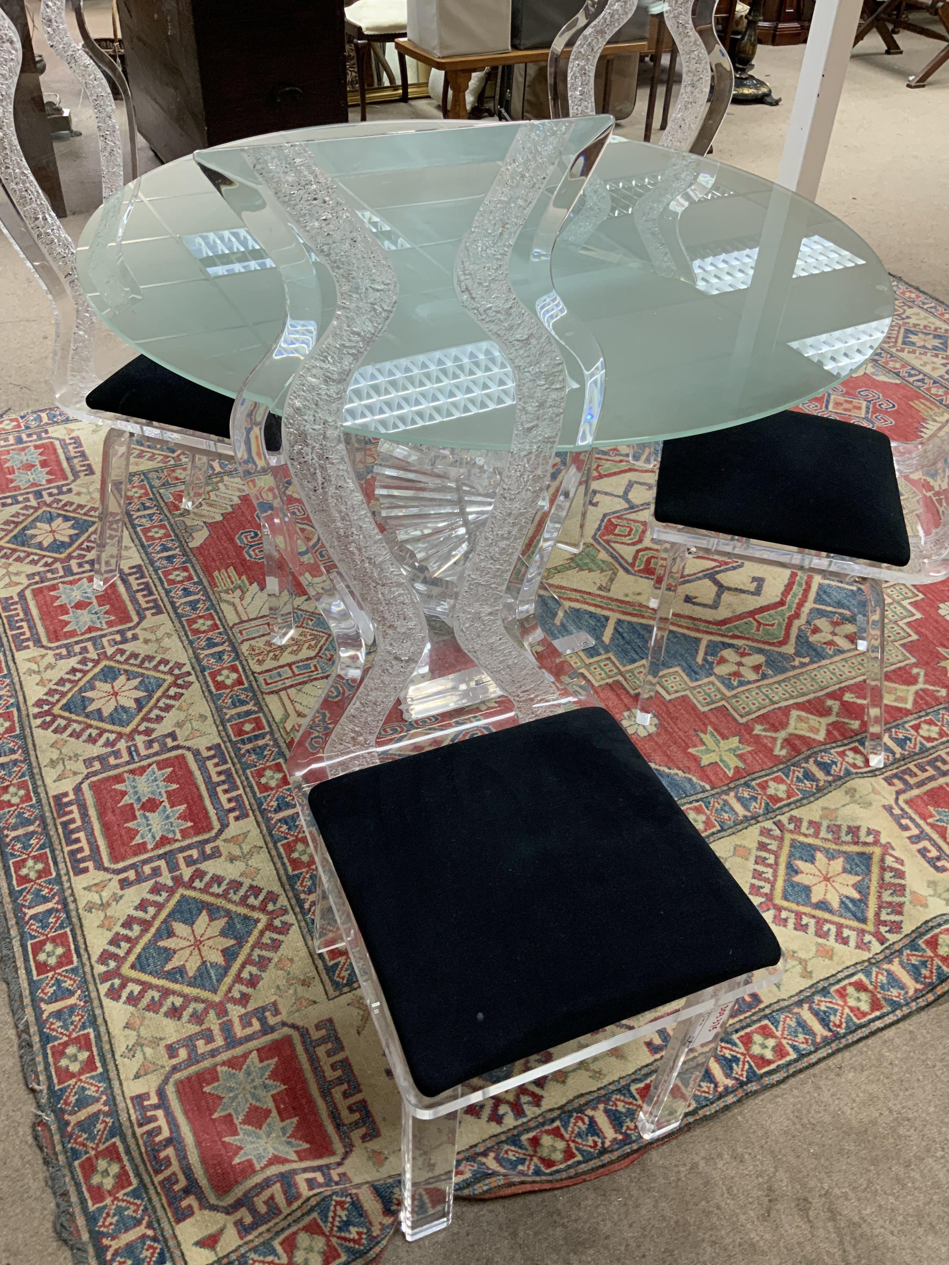 A Modern design Perspex dining table and 4 matchin - Image 3 of 3