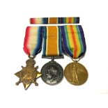 A WW1 3 Medal group awarded to Pte G.A.Walker, Bed