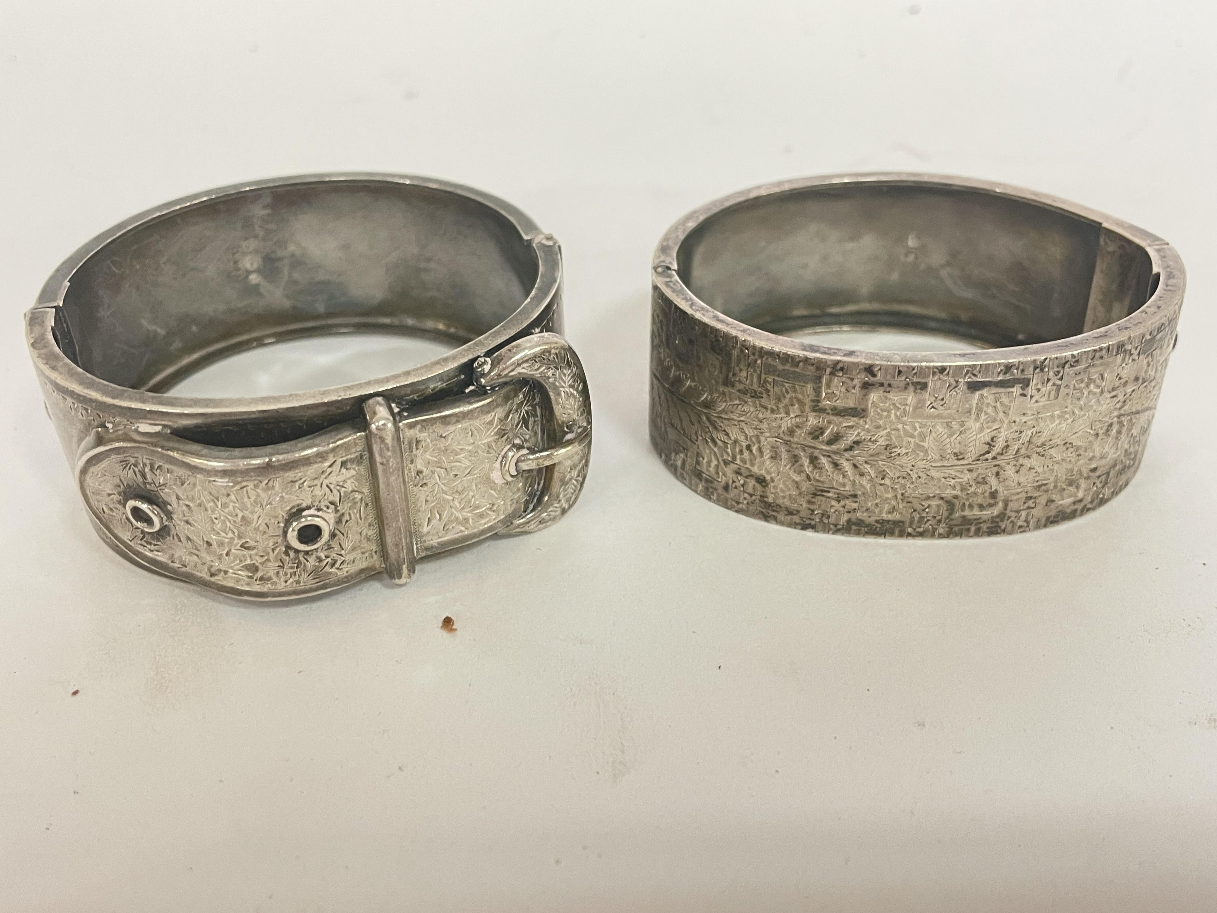 Two antique silver bracelets , both Birmingham hal