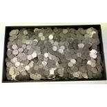 A large selection of approximately 1300 sixpence c
