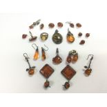 A good collection of silver and amber jewellery. S