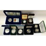 9 cased sterling silver commemorative coins. New Z
