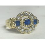 A sapphire and diamond ring, size P, 4g