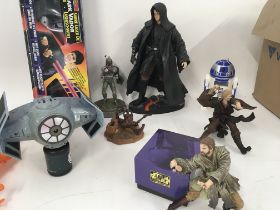 Collection of mixed Star Wars items including acti