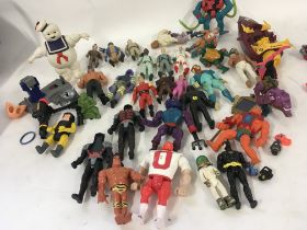 Box contains Playworn assorted action figures incl