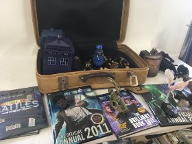 Suitcase containing Dr Who related items..includin