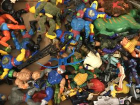 Box containing variety of action figures from Mast