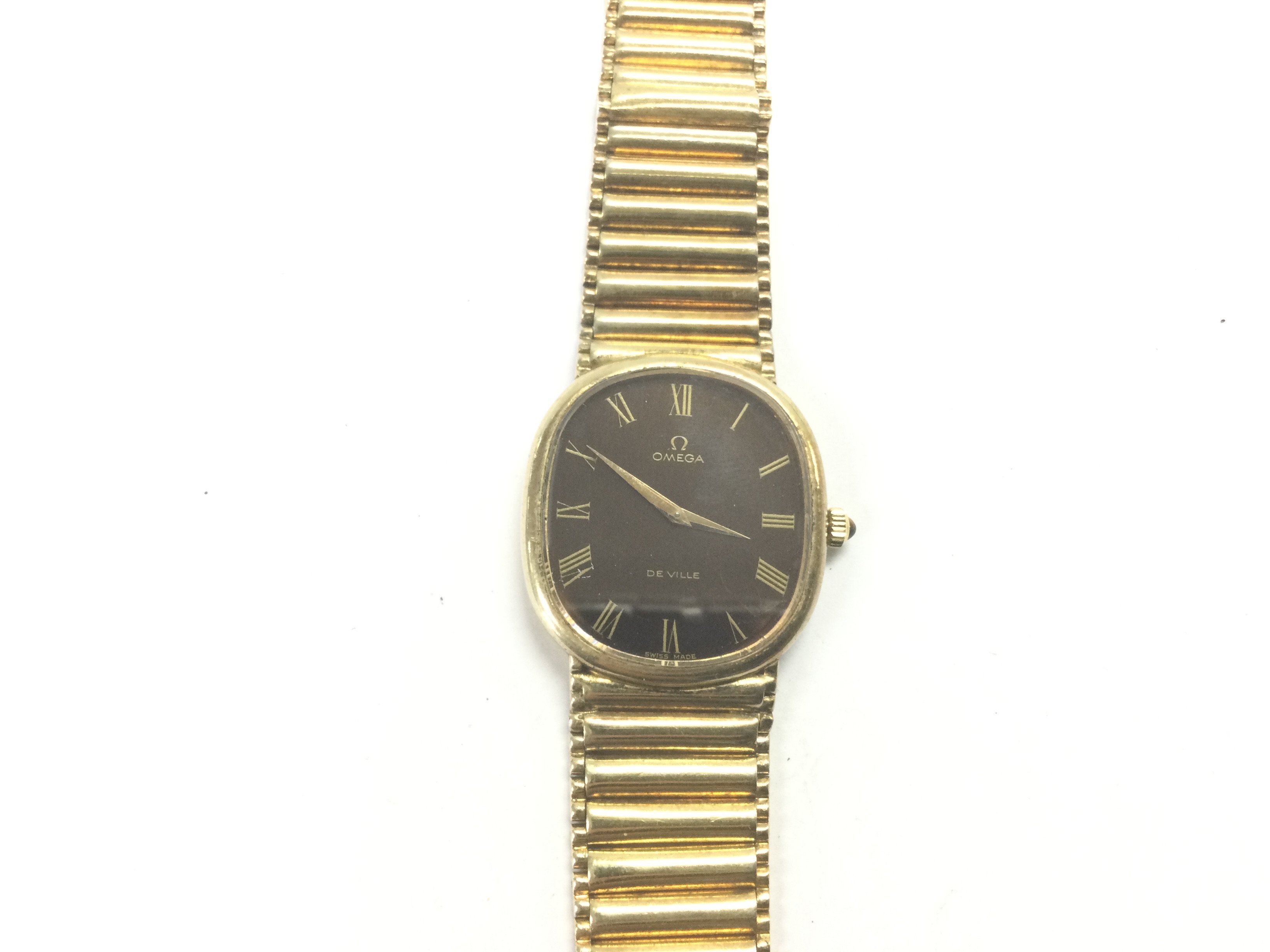 A gents silver gilt Omega DeVille watch. Shipping