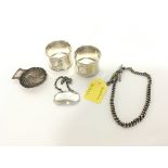 A collection of silver hallmarked items including