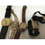 Four Vintage ladies gold watches.
