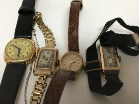 Four Vintage ladies gold watches.