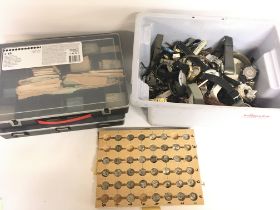 A box of watch spares, repairs and glasses. Postag