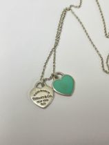 A Tiffany Mini Double Heart Tag Pendant on chain