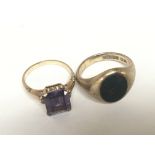 A 9carat gold ring set with an amethyst stone and