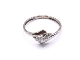 9ct white gold CZ ring. Approx 1g. Ring size I. Po