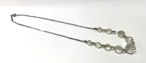 A 1940s Chrome and crystal necklace. (A)- NO RESER