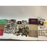 Collection of various coinage and commemorative tokens including 6 Great British and Northern