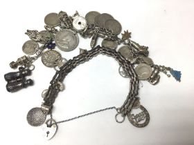 2 vintage silver charm bracelets 1 mounted with va