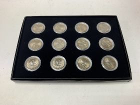 A case containing coins some silver and others mai