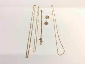 A collection of 9ct gold chains and two 9ct gold p
