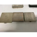 Three silver compacts a silver cigarette case toge