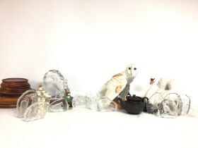 A collection ceramics including glass bird ornamen
