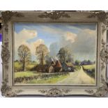 Frank Edwards, framed oil on canvas, countryside scene. 76cm x 63cm. (D)