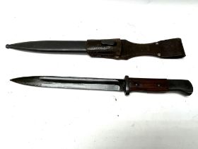 A mauser k98 bayonet with matching scabbard. Blade