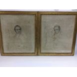 A pair of gilt framed portraits of Victorian gentl